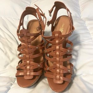 Brown Strappy Wedges